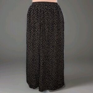 Soo Yung Lee Womens Silk Skirt Sz 4 Elastic Waist Black Tan Polkadot Pockets VTG